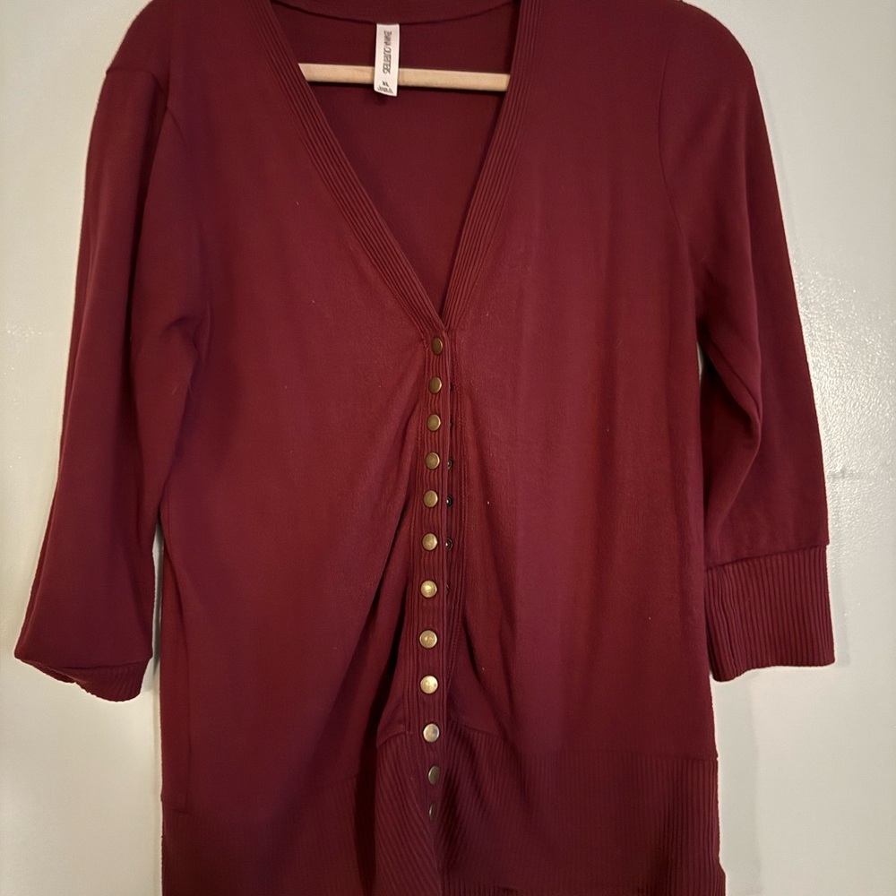 Zenana Outfitters Maroon Button Down Shirt